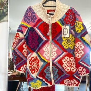 Frantic Blossom Zip Up Sweater